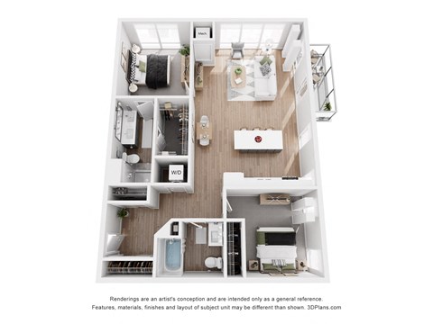 Floor plan for 2 beds, 2 baths, 1175 sqft